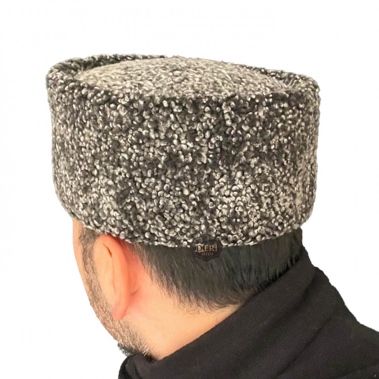 Gray Fur Hat - Authentic Caucasian Hat Made of Lambskin Chechen Hat, Dagestani Hat, Circassian Hat, Enver Pasha Hat